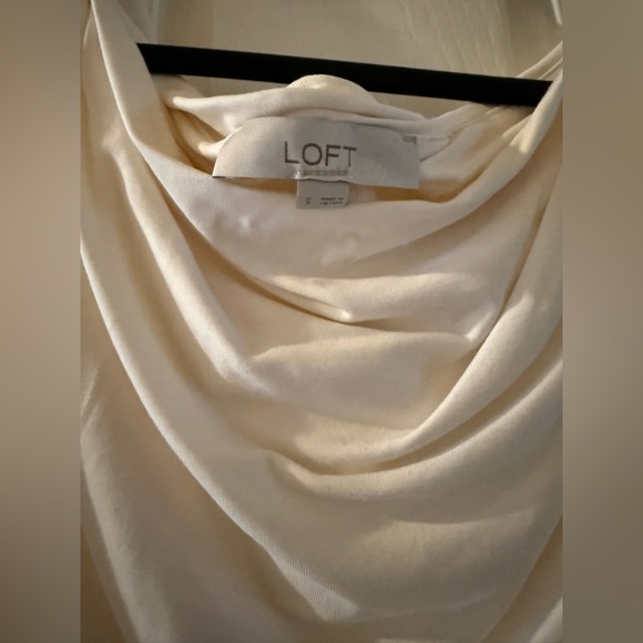 LOFT Cream Draped Neckline Top - Picture 2 of 2